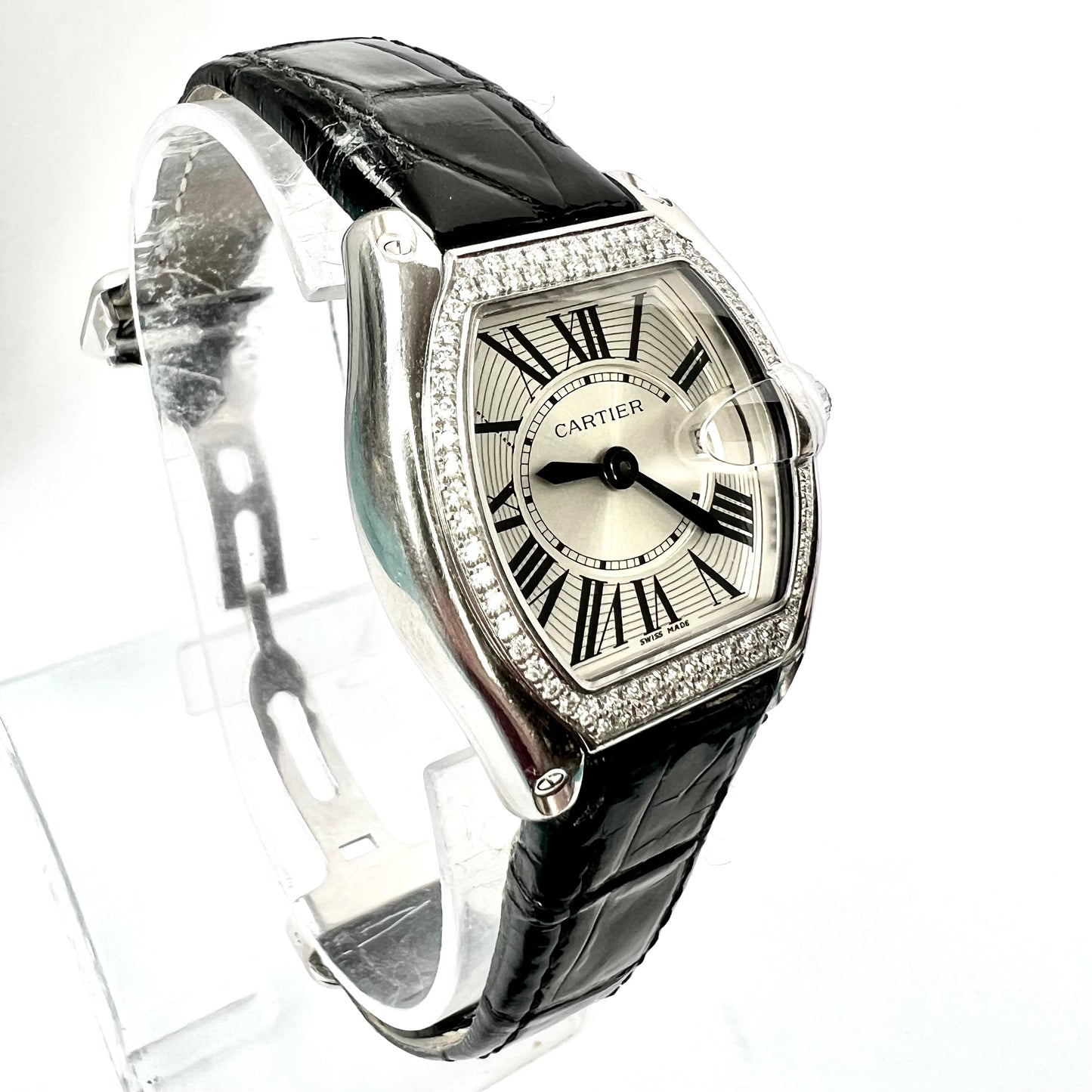 CARTIER ROADSTER Quartz 18K White Gold 31mm ~1TCW FACTORY DIAMOND Watch