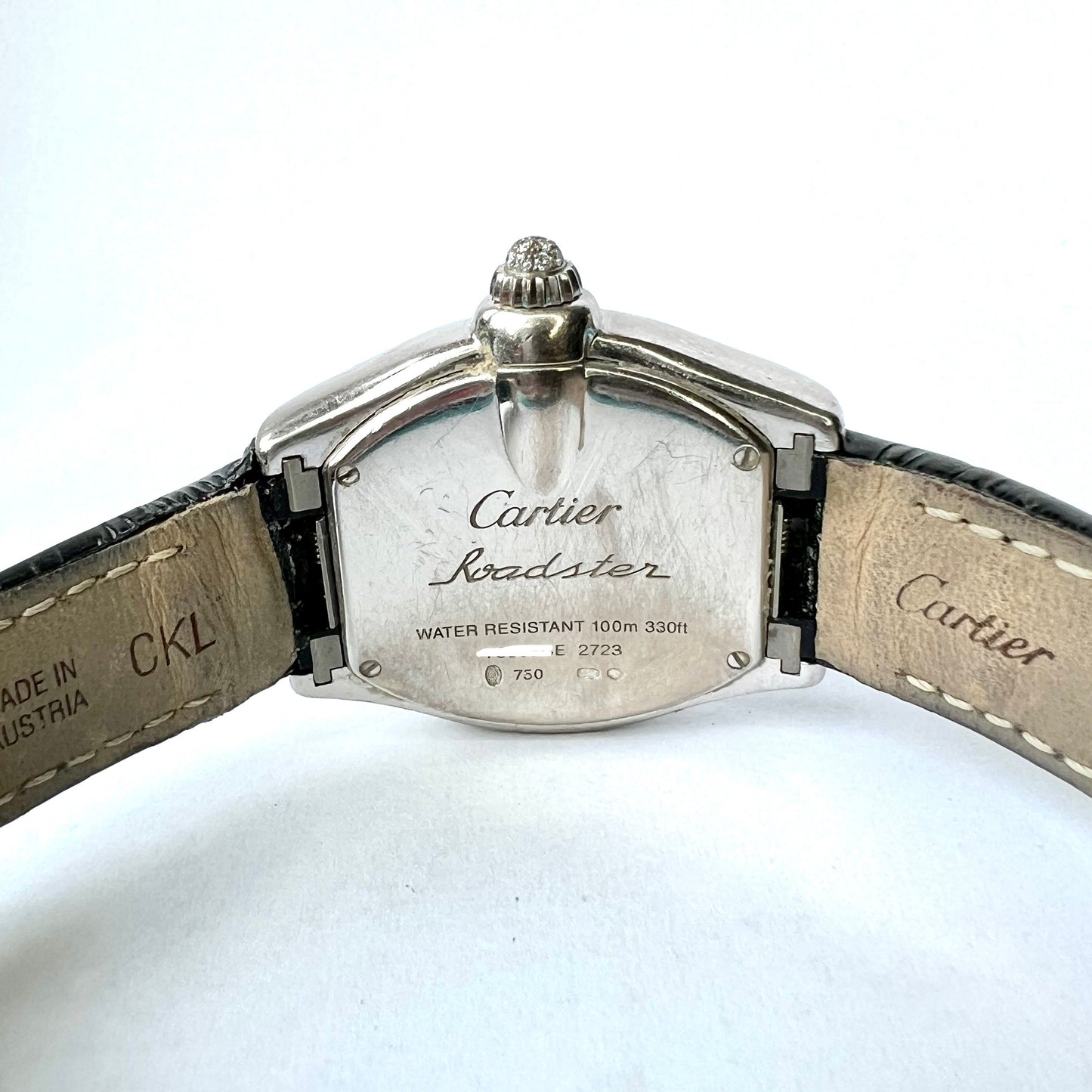 CARTIER ROADSTER Quartz 18K White Gold 31mm ~1TCW FACTORY DIAMOND Watch