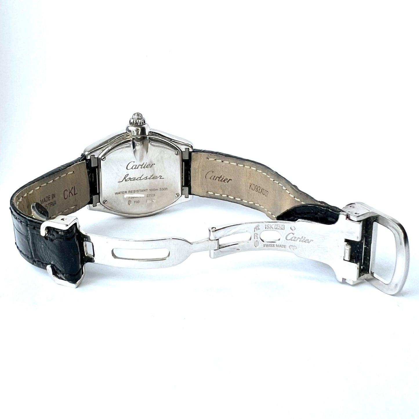 CARTIER ROADSTER Quartz 18K White Gold 31mm ~1TCW FACTORY DIAMOND Watch