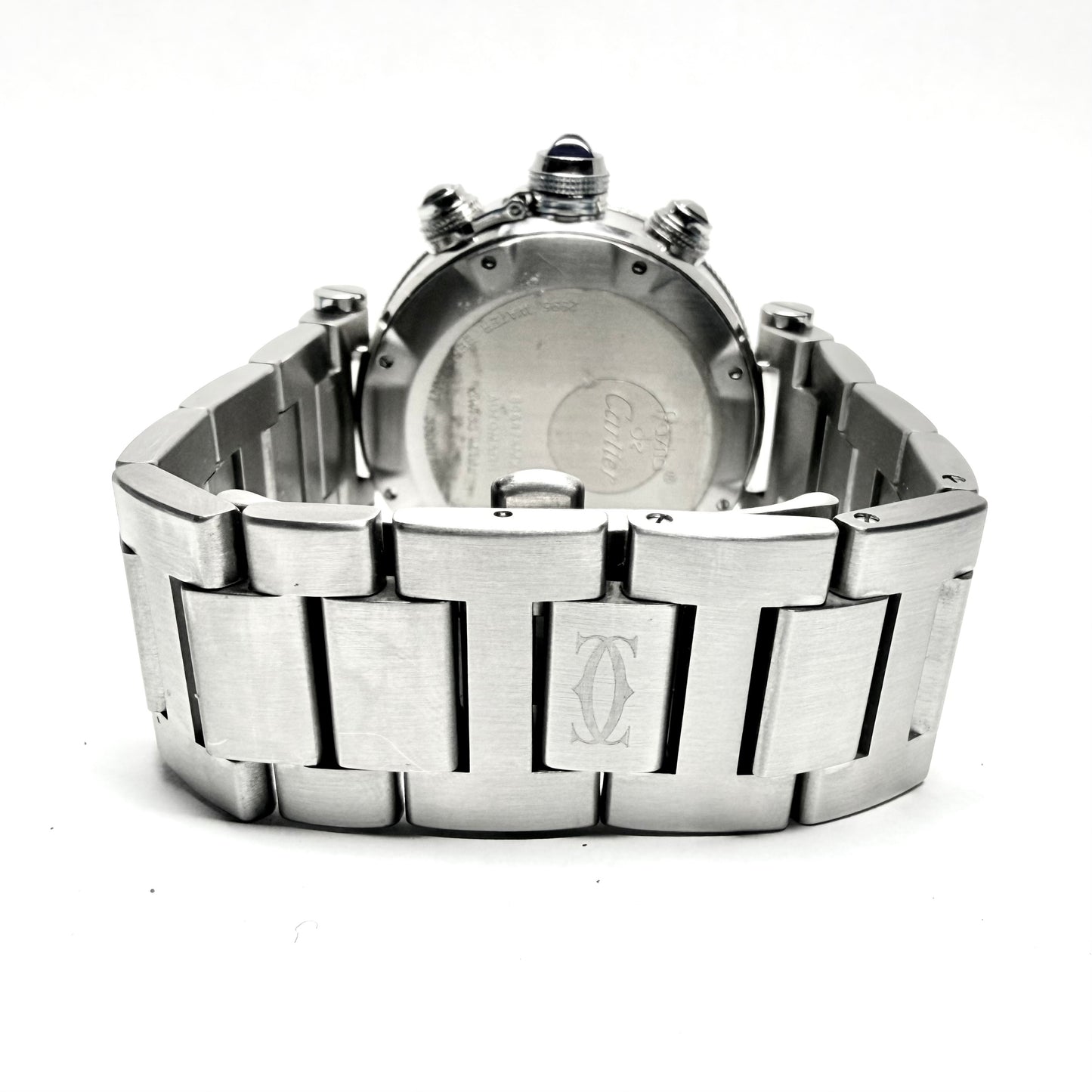 CARTIER PASHA Chronograph Automatic 42mm Steel Watch White Dial