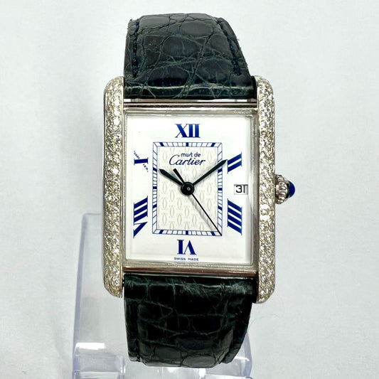 CARTIER TANK 25mm Silver 0.80TCW Diamond Watch