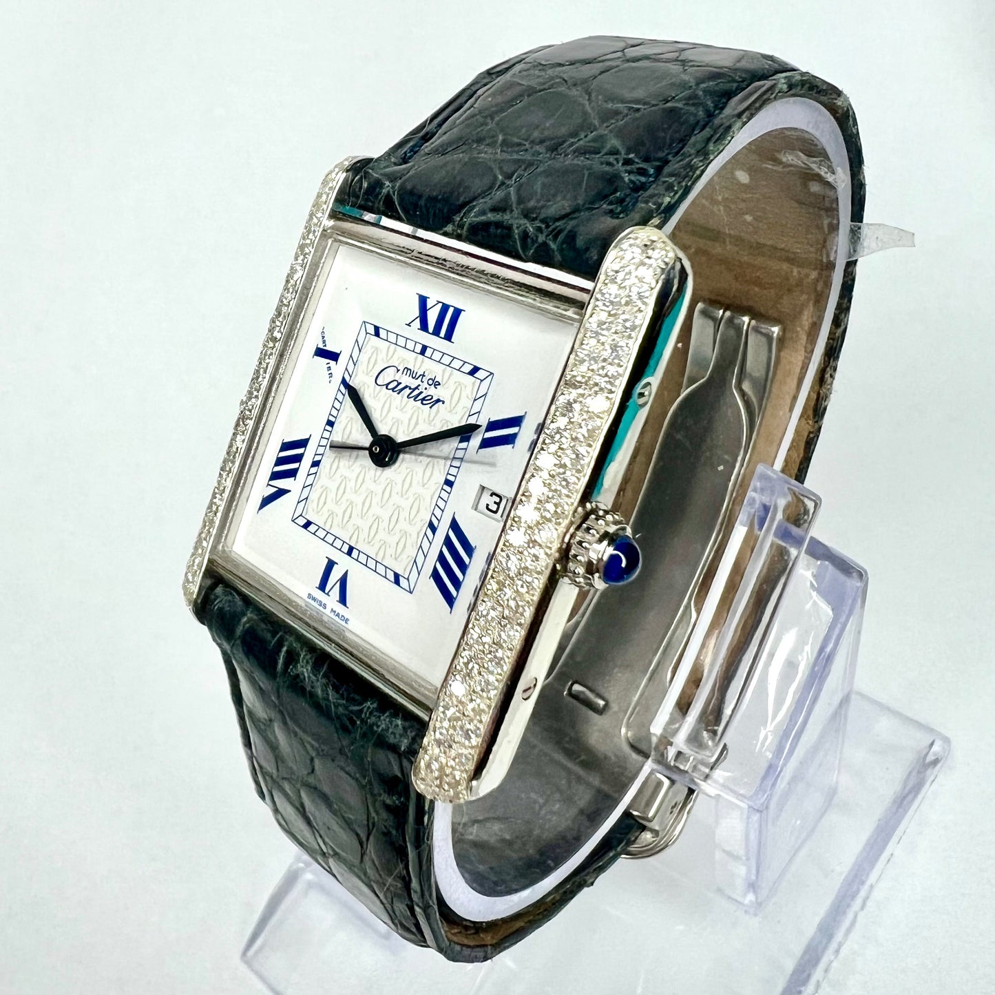 CARTIER TANK 25mm Silver 0.80TCW Diamond Watch