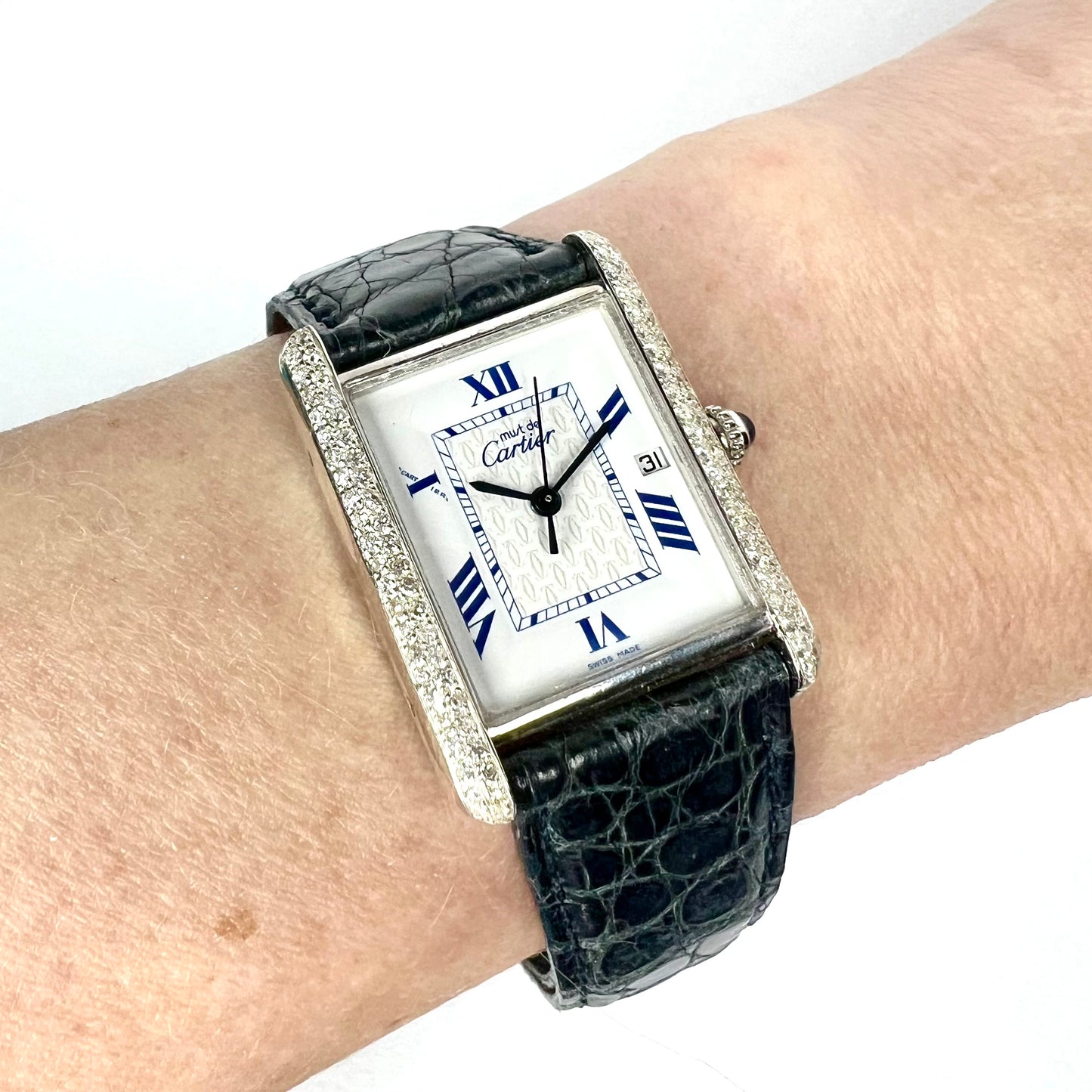 CARTIER TANK 25mm Silver 0.80TCW Diamond Watch