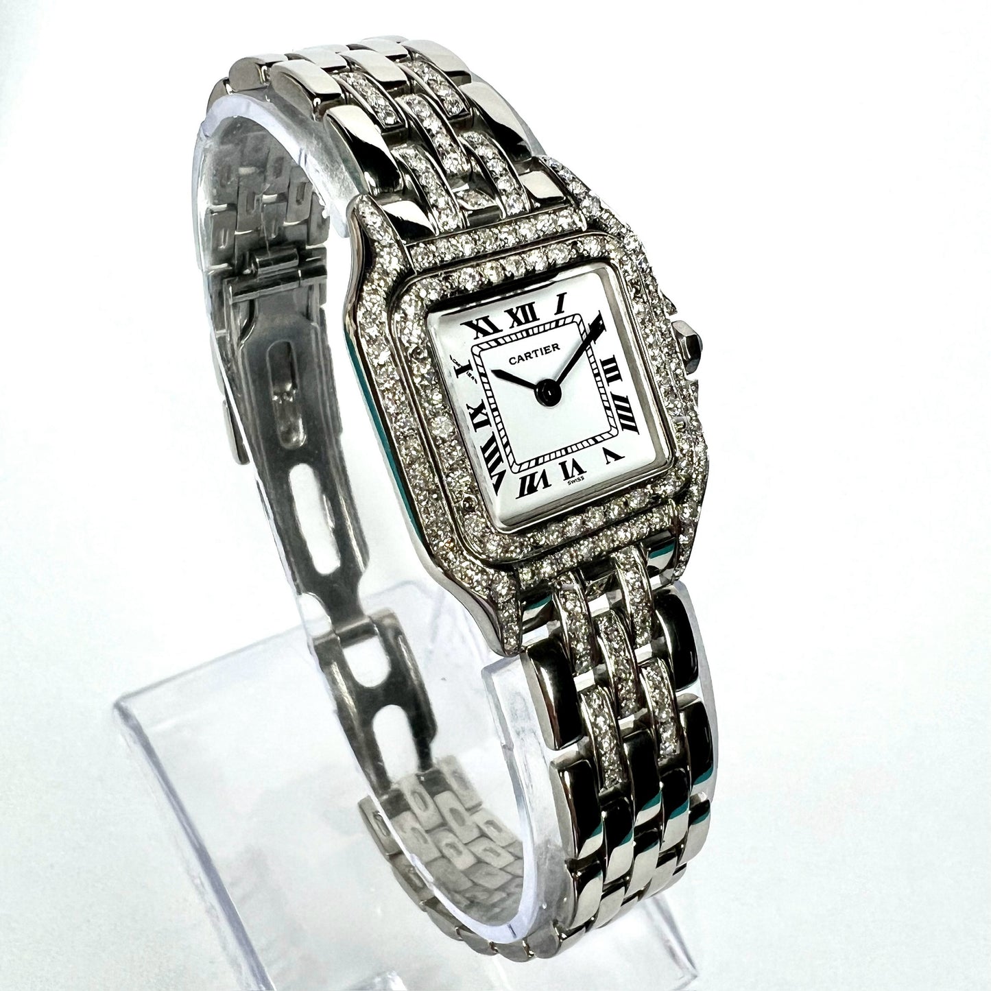 CARTIER PANTHERE Quartz 23mm Steel ~1.50TCW Diamond Watch