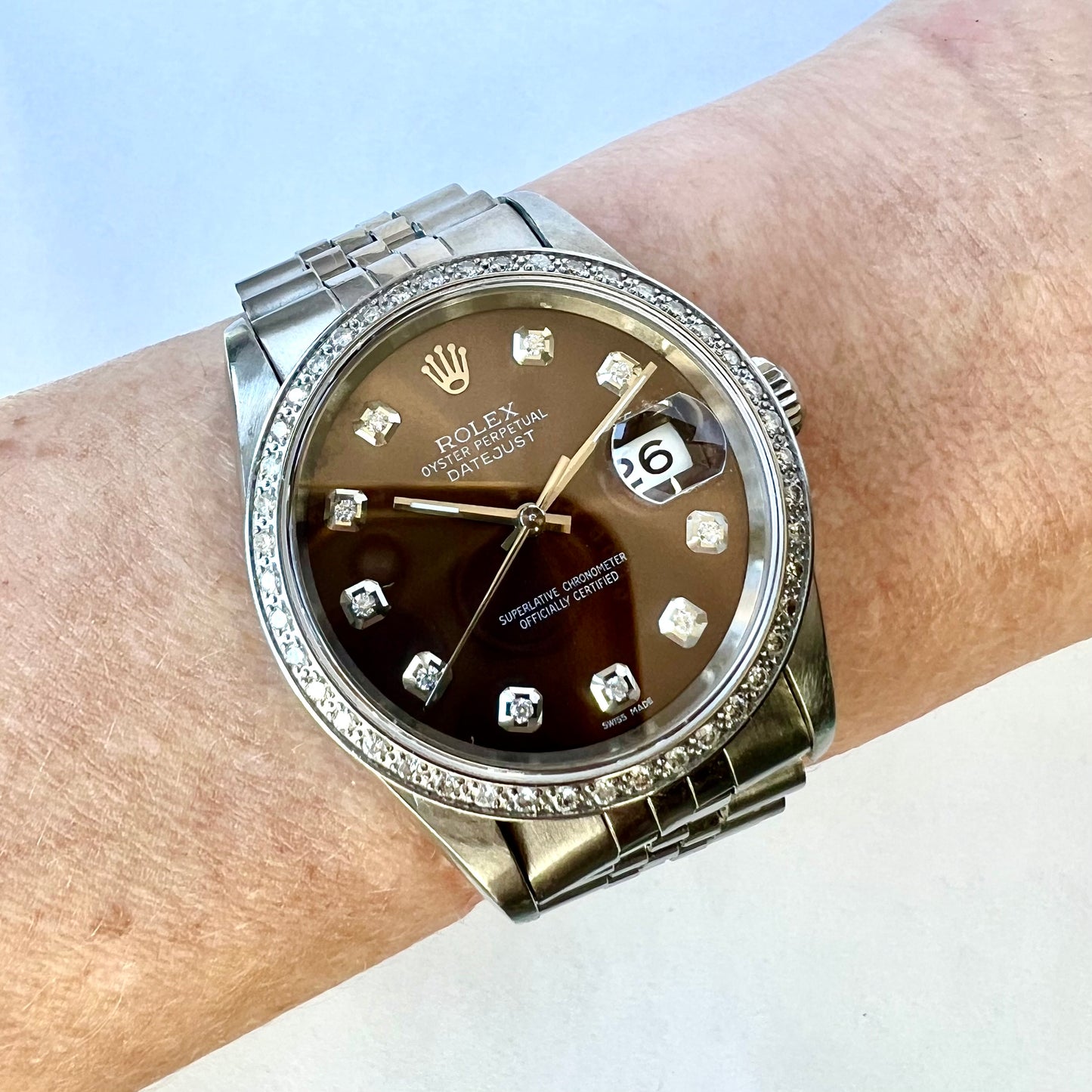 ROLEX DATEJUST Automatic 36mm Steel Diamond Watch Jubilee Bracelet