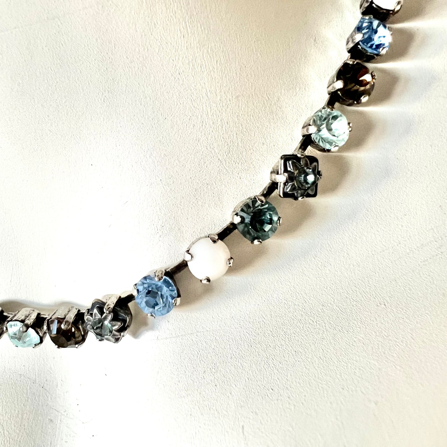 VOGLINE PARIS Silver Tone Multi Color Crystals Set of Necklace & Earrings