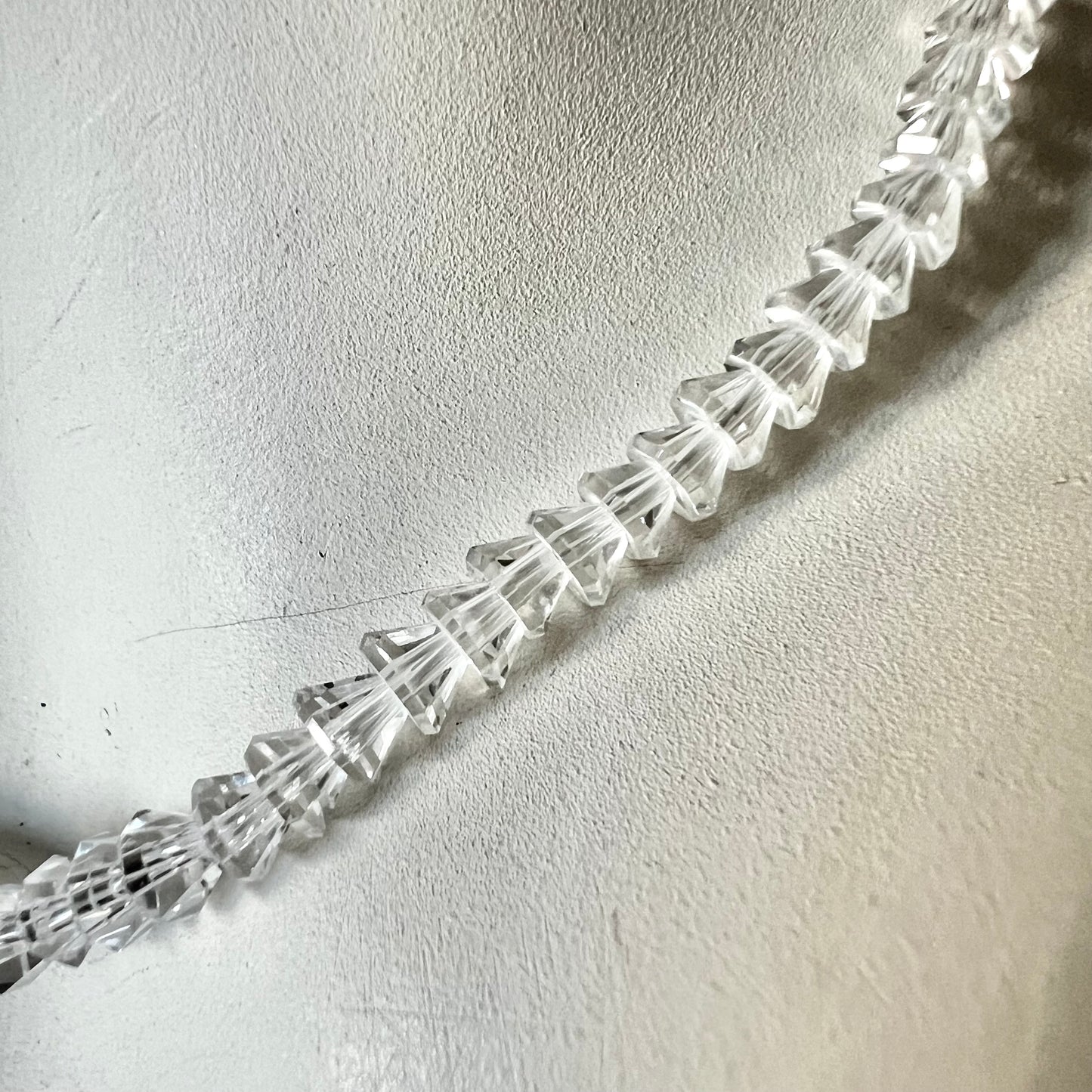 18K Yellow Gold Stamped Clear Crystal Necklace 33.5 inches long
