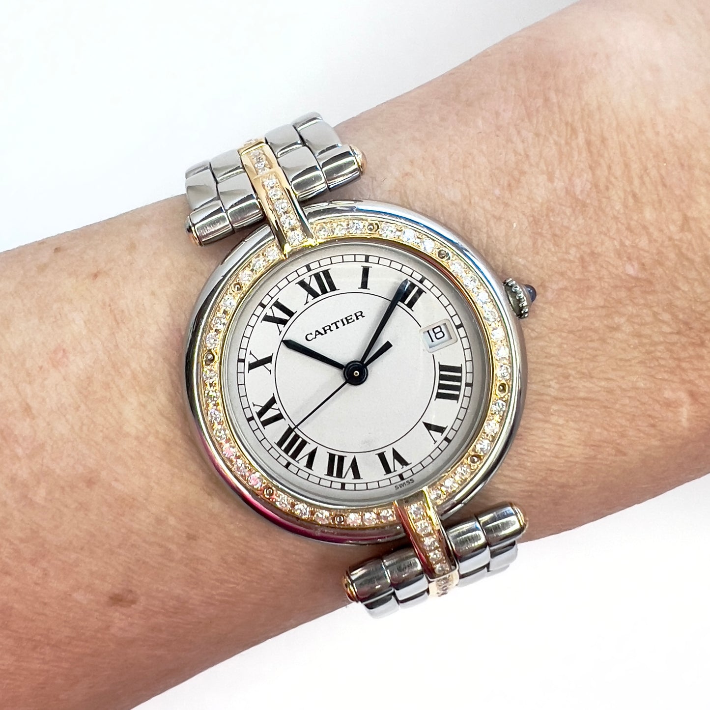 CARTIER PANTHERE VENDOME 30mm Quartz 1 Row Gold 0.85TCW Diamond Watch