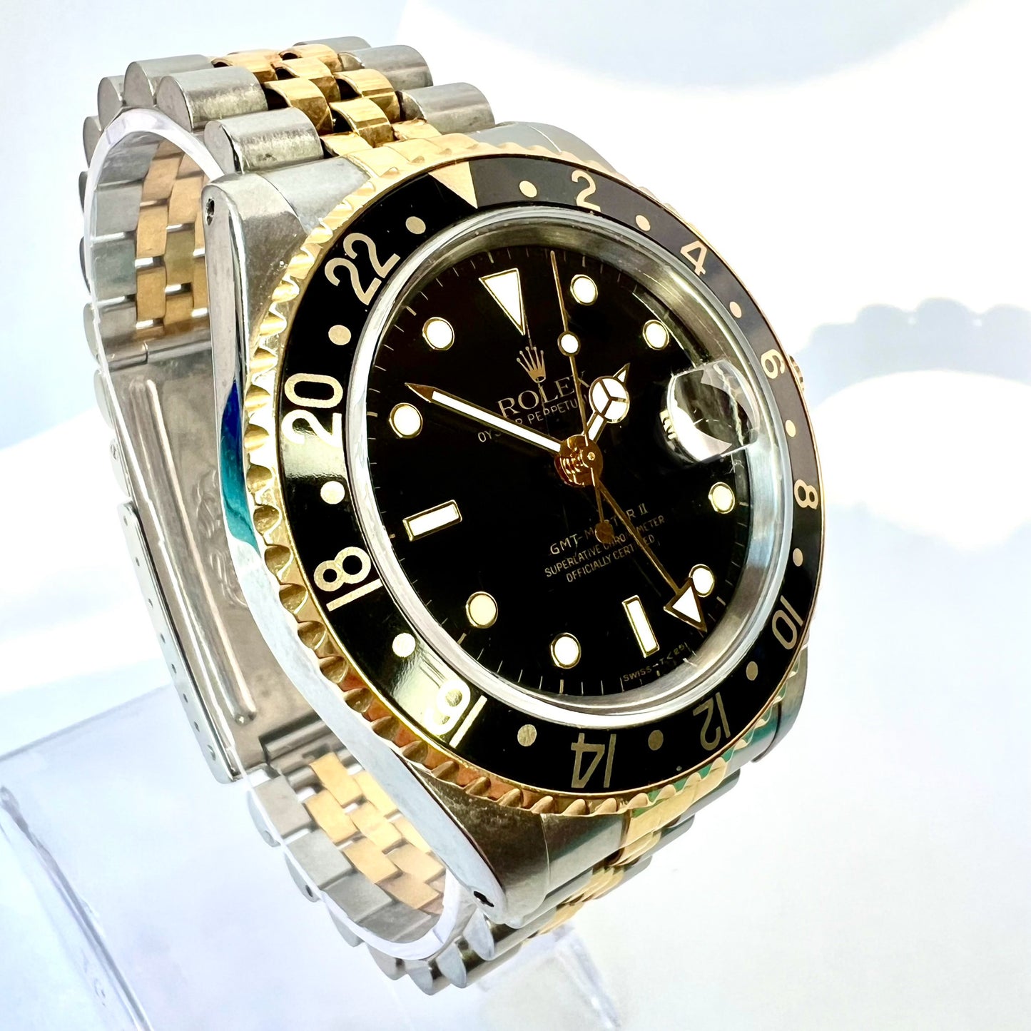 ROLEX DATE GMT-MASTER II Automatic 40mm 2 Tone Watch Jubilee Bracelet