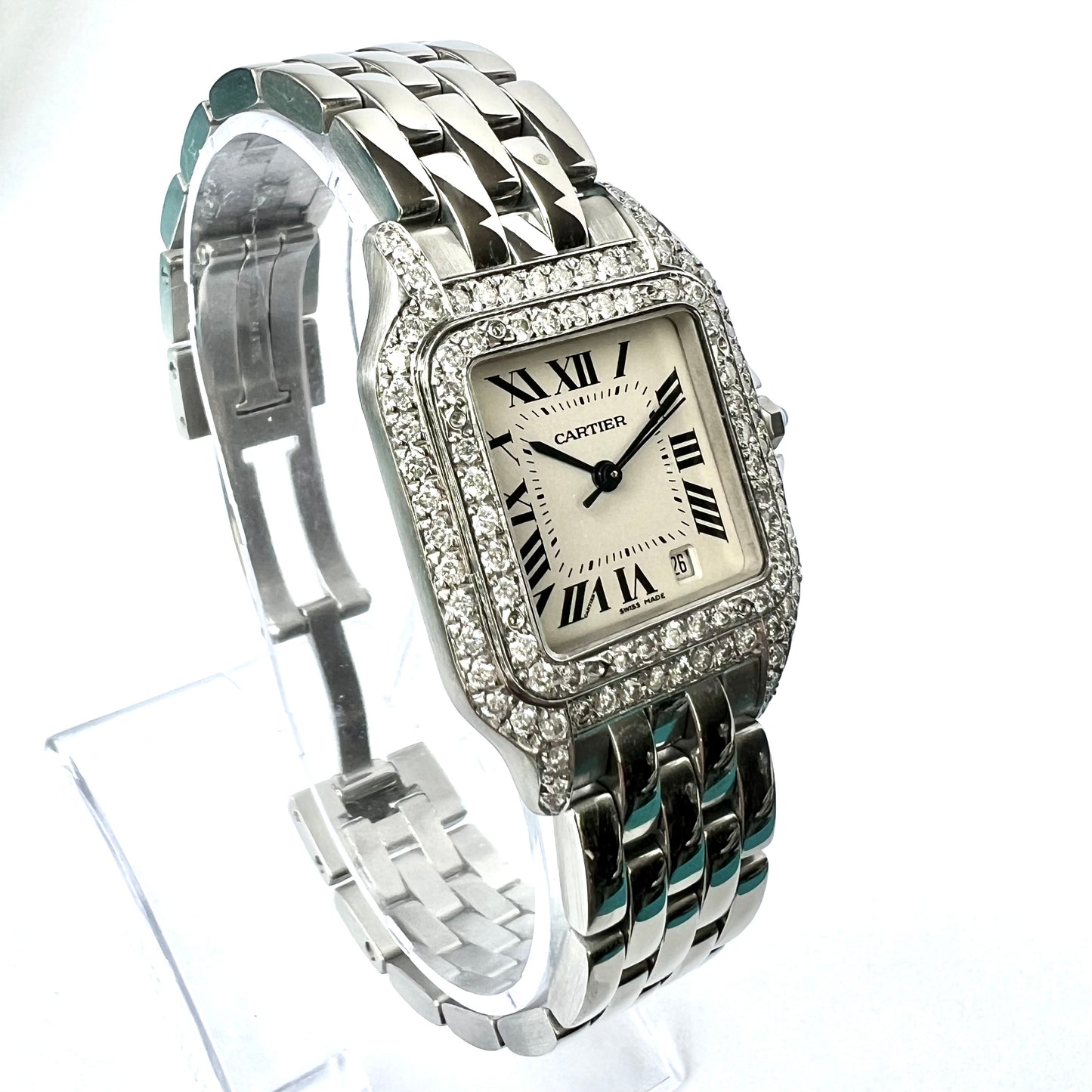CARTIER PANTHERE 27mm Steel 1.25TCW Diamond Watch NEW Model