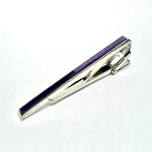 KENZO Silver Tone Purple Enamel Tie Clip Tack