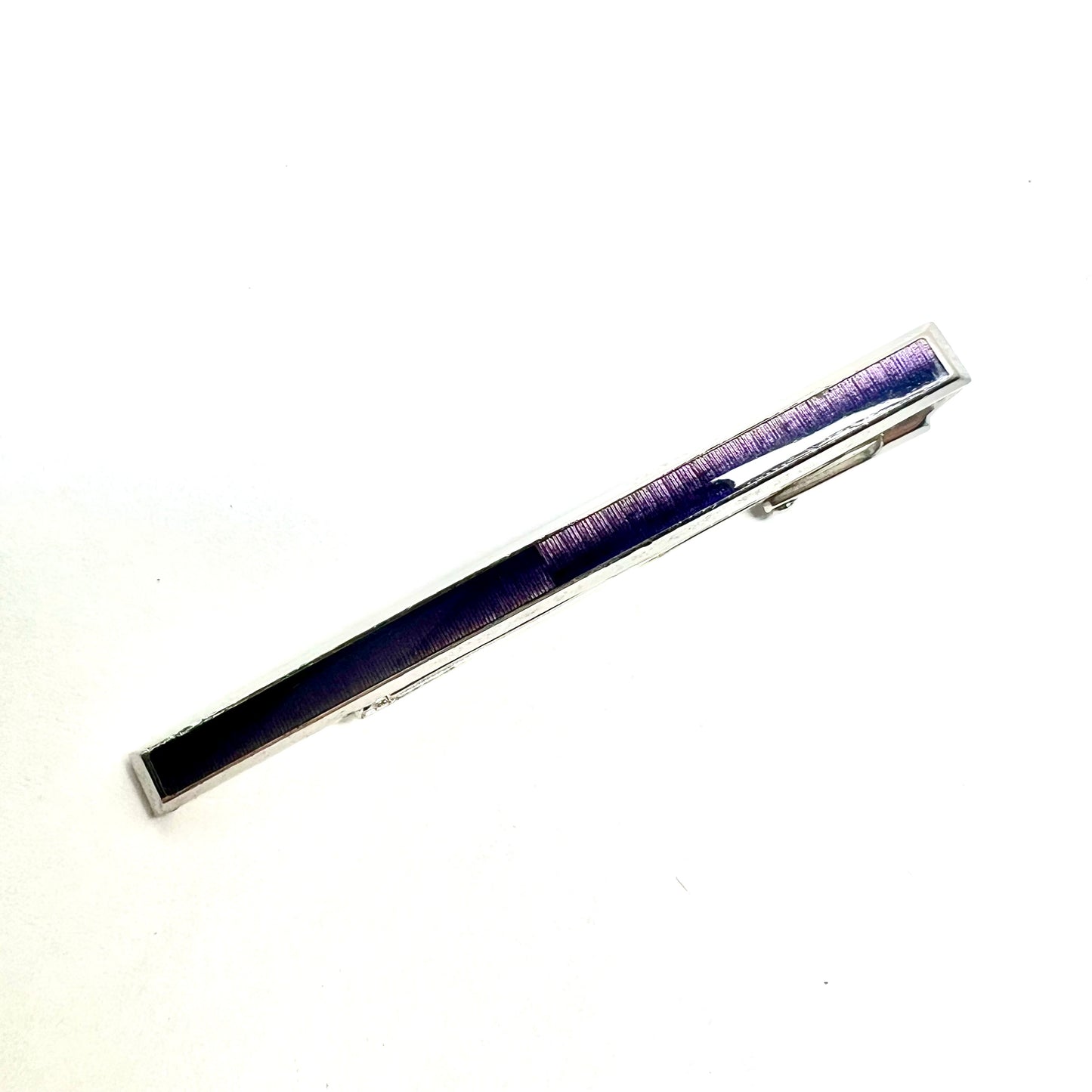 KENZO Silver Tone Purple Enamel Tie Clip Tack