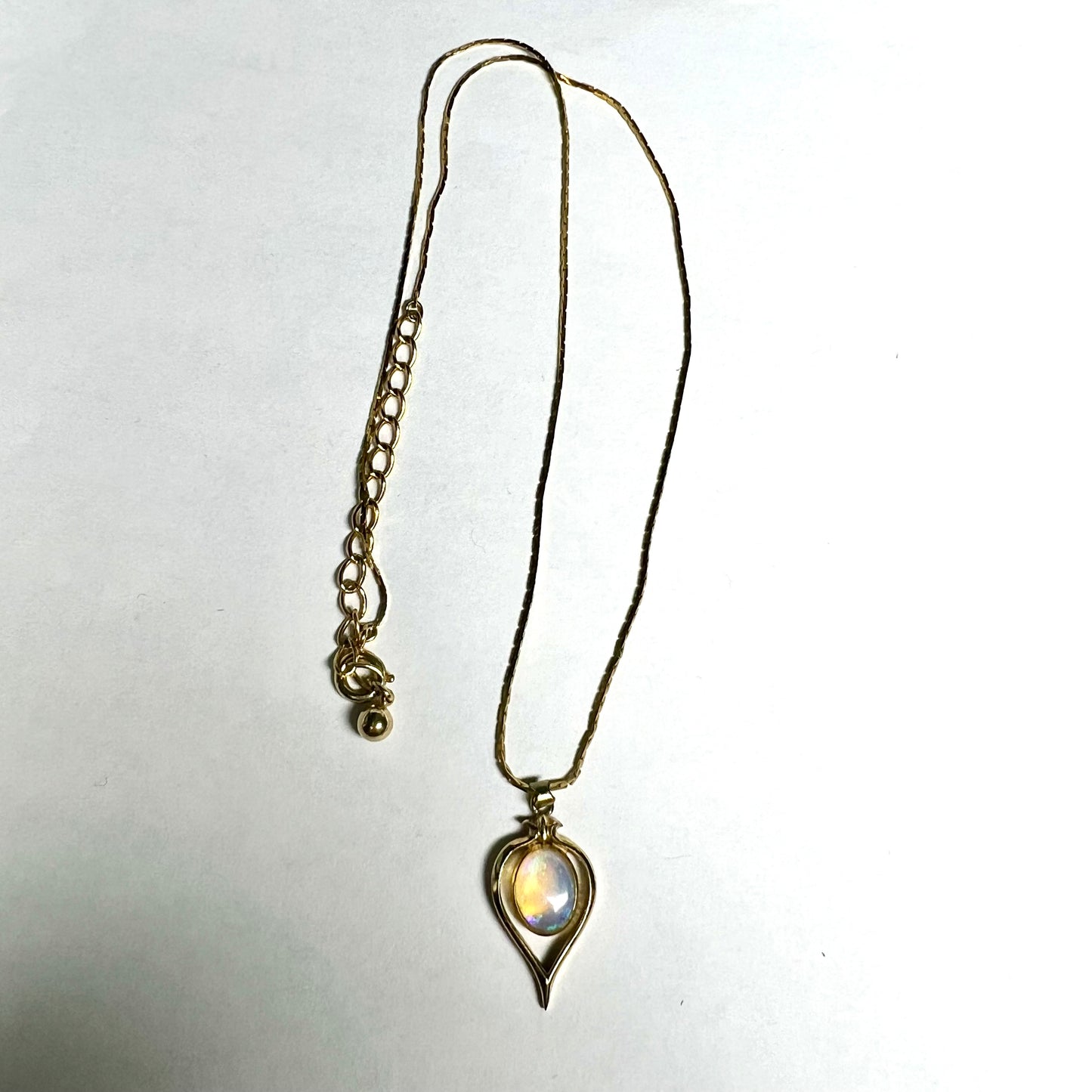 ETHIOPIAN OPAL Heart Shape Gold Tone pendant necklace
