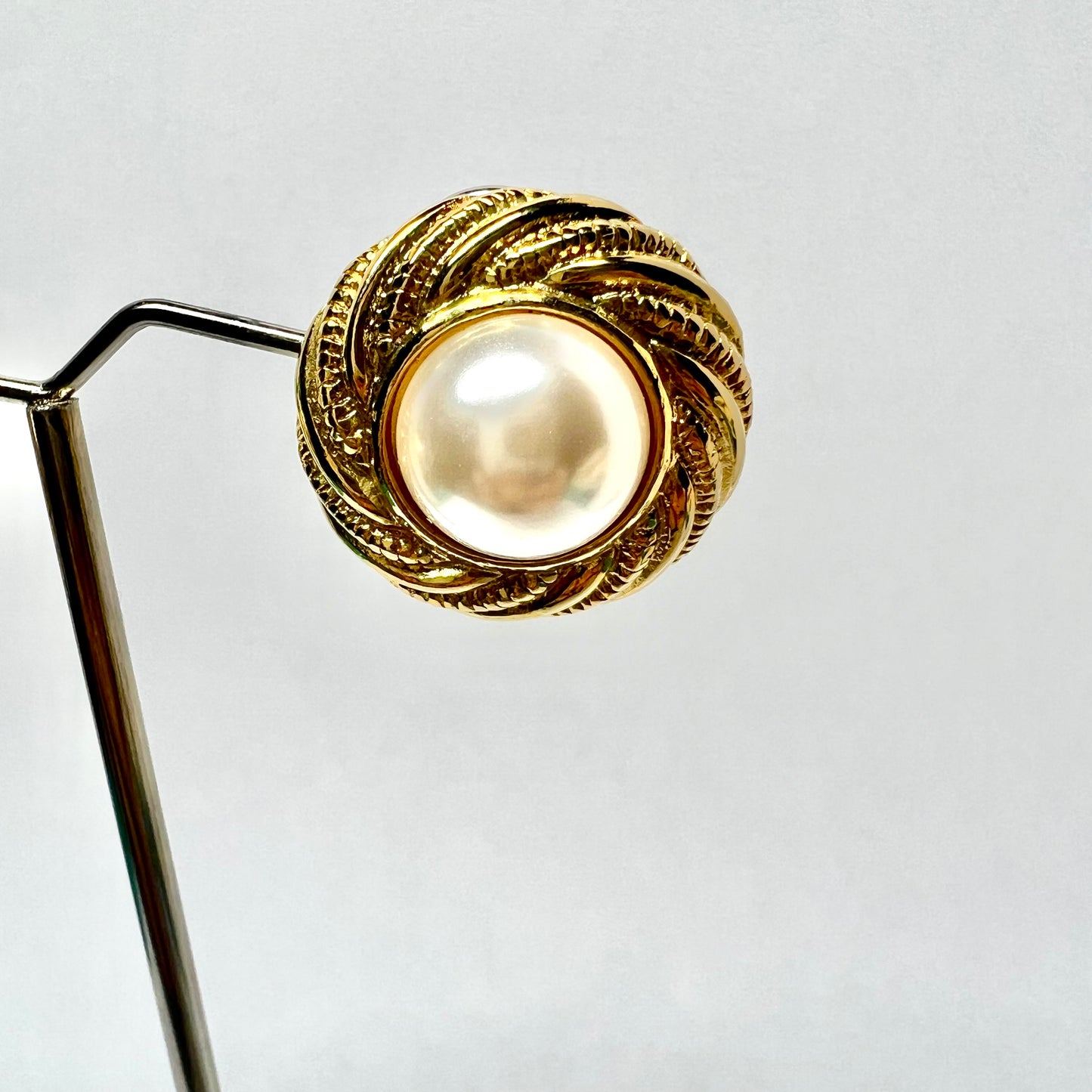 AVON Gold Tone Pearl Twist Earrings