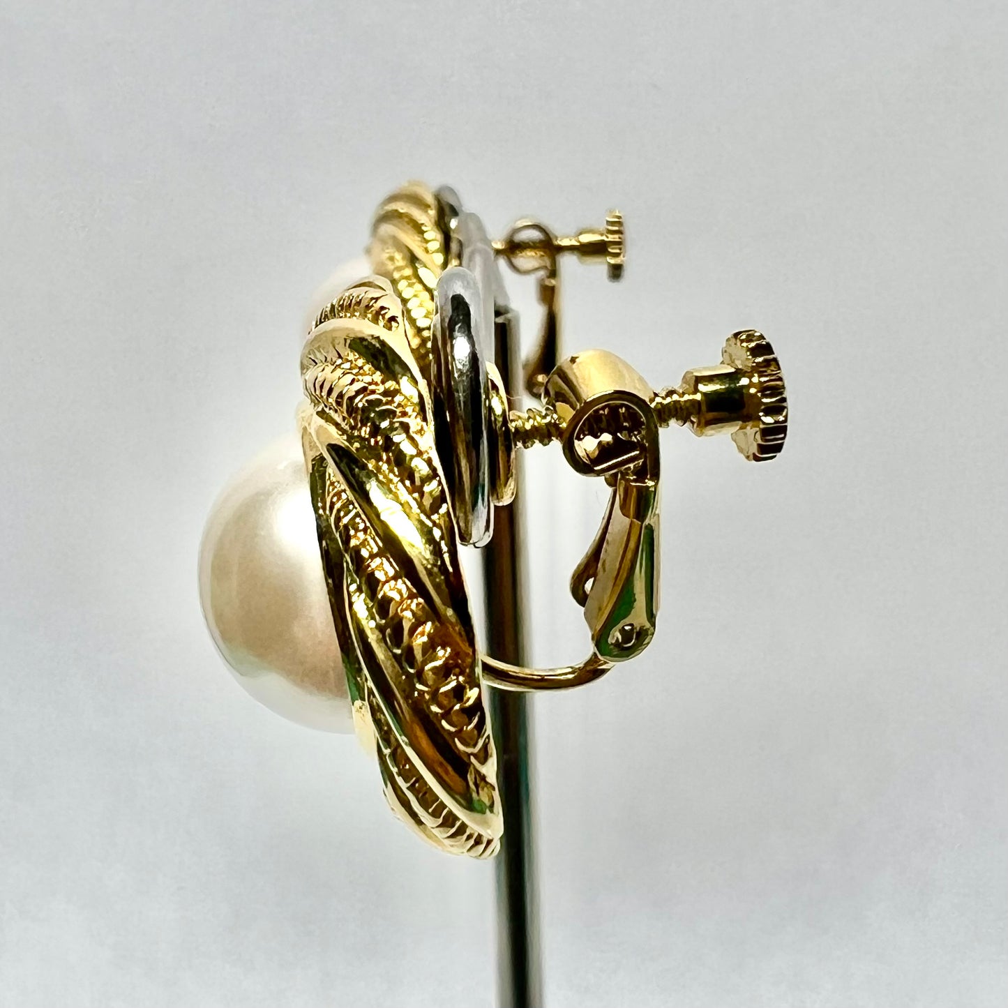 AVON Gold Tone Pearl Twist Earrings