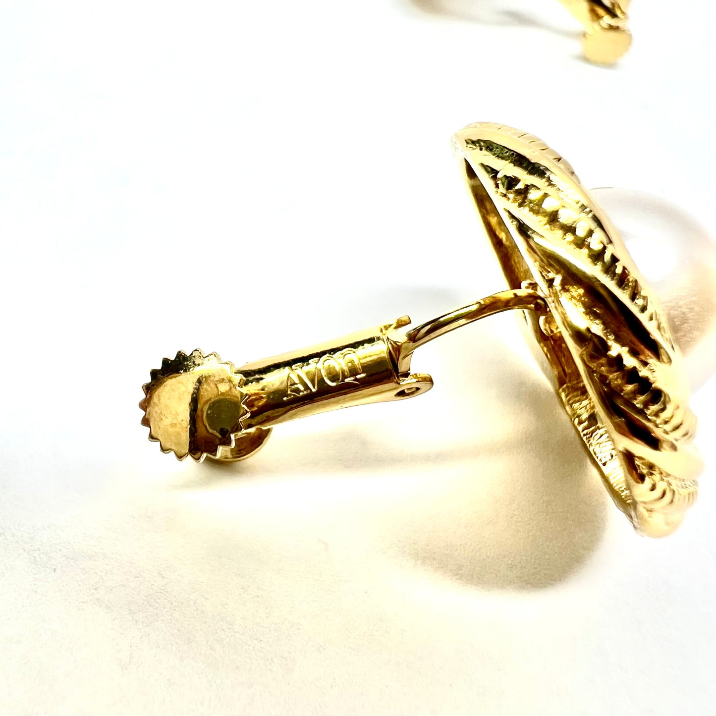 AVON Gold Tone Pearl Twist Earrings