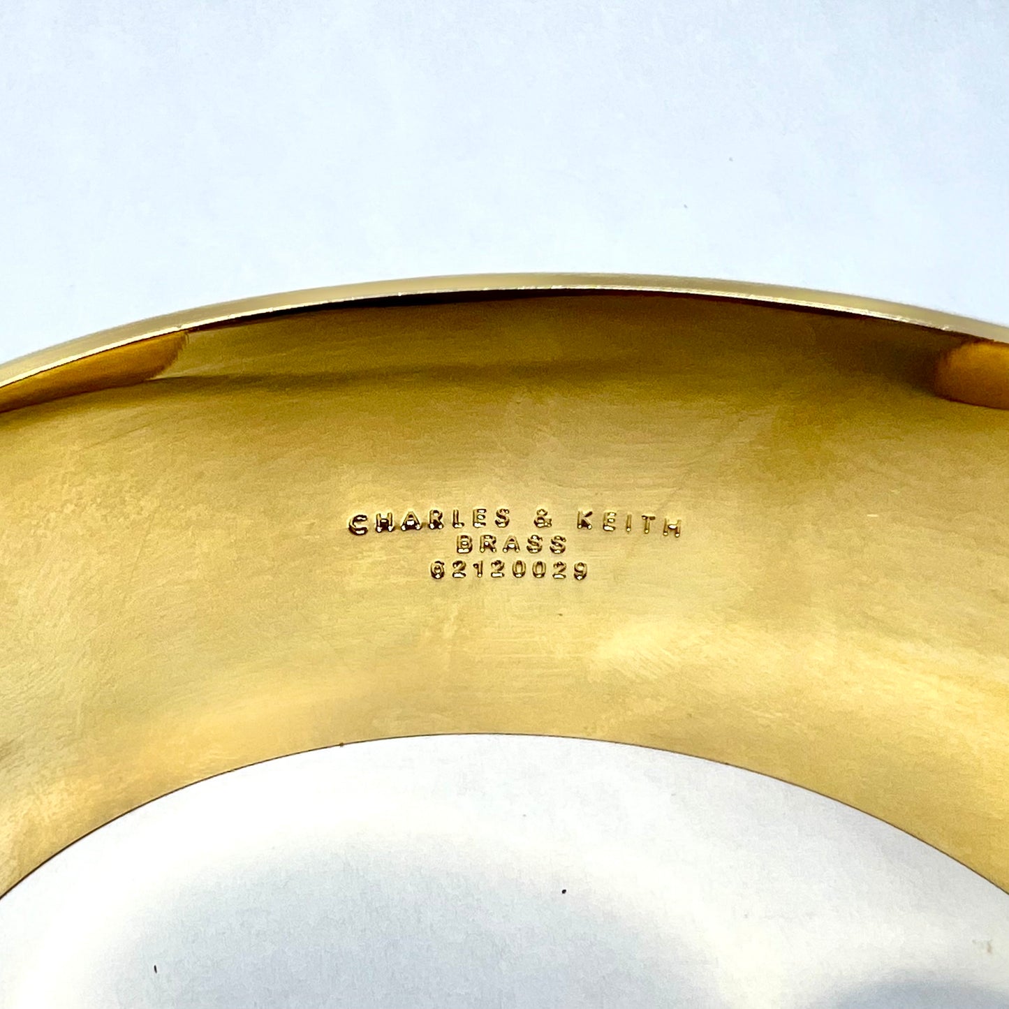 Charles & Keith Brass Gold Tone and Orange Enamel Cuff Statement Bracelet