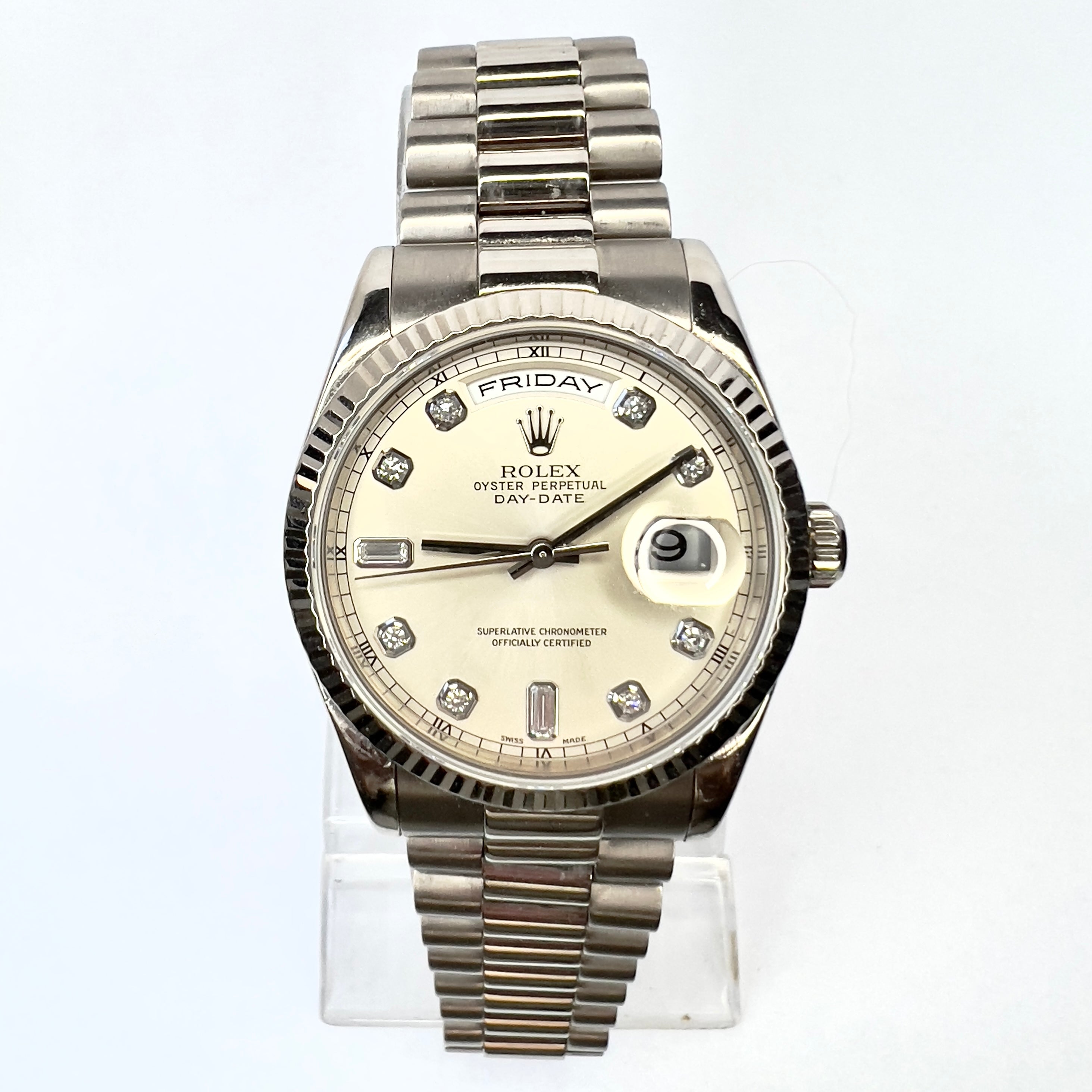 ROLEX OYSTER PERPETUAL DAY DATE Automatic 36mm 18K WG Factory Diamond