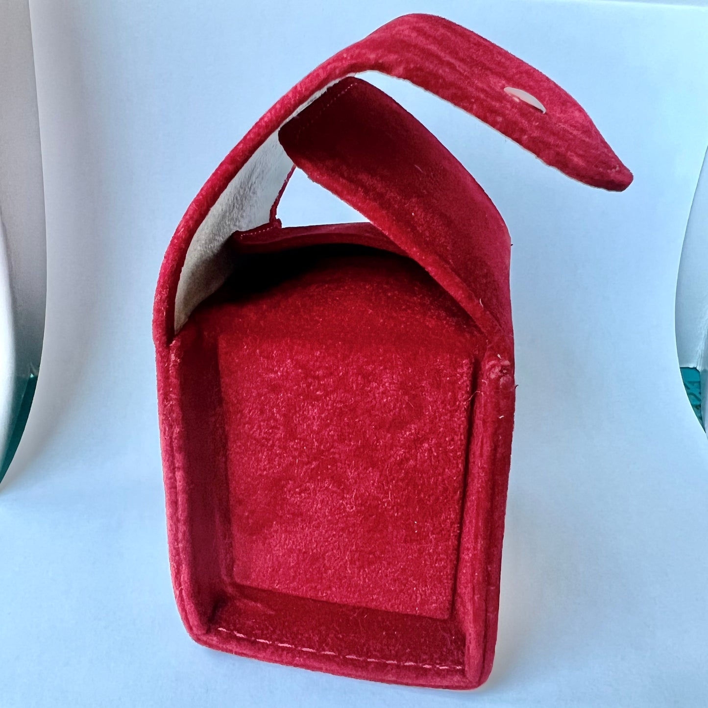 CARTIER Red Faux Suede Travel Pouch/Case with Pillow