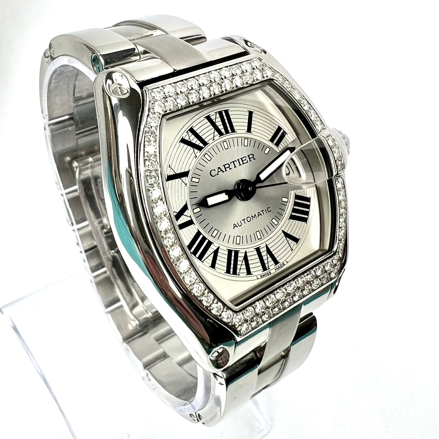 CARTIER ROADSTER 2510 Automatic 38mm Steel 1.18TCW Diamond Watch
