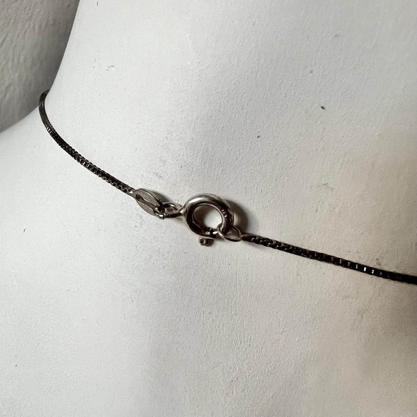 925 Sterling Silver Chain w/ Steel Skull Pendant Necklace