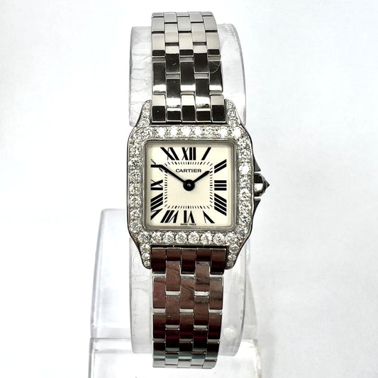 CARTIER SANTOS DEMOISELLE 2698 Quartz 20mm Steel 1TCW  Diamond Watch