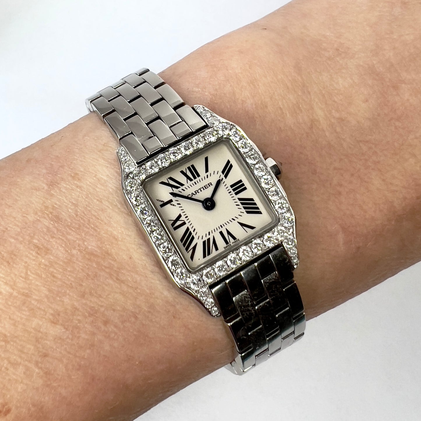CARTIER SANTOS DEMOISELLE 2698 Quartz 20mm Steel 1.10TCW Diamond Watch