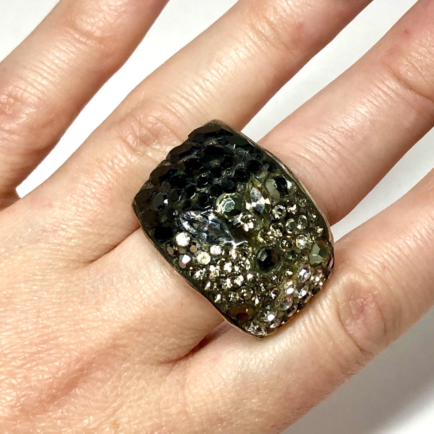 Sterling Silver Ring with Crystals Size 7.25