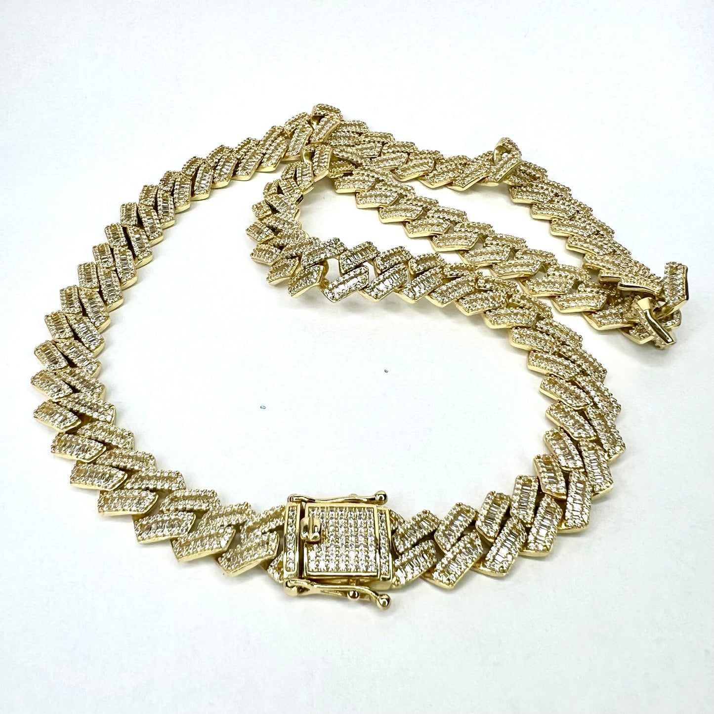 NEW Gold Tone 925 Sterling Silver Necklace Cubic Zirconia Size 22 inches
