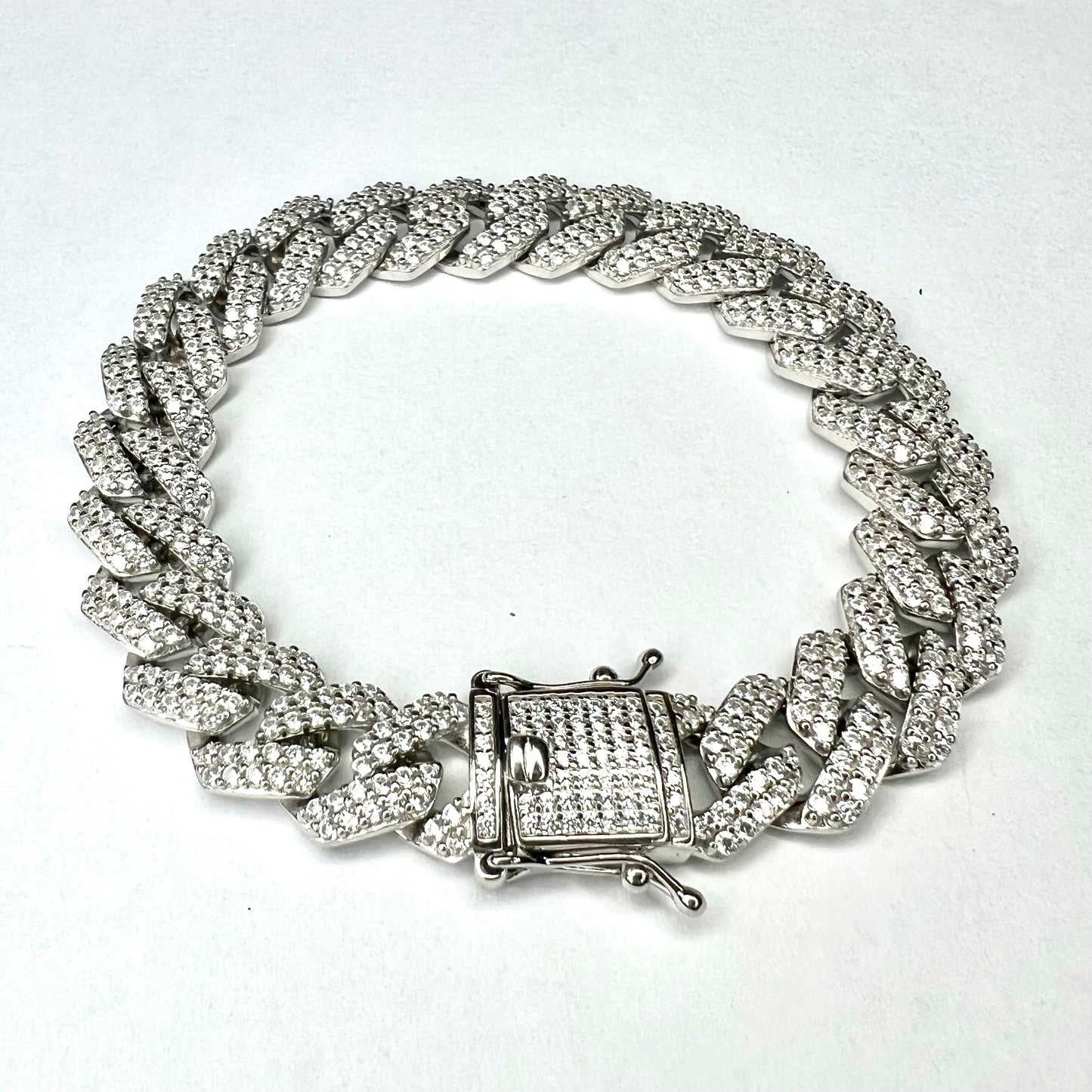 NEW 925 Sterling Silver Bracelet Cubic Zirconia Stones Size 7.75 inches