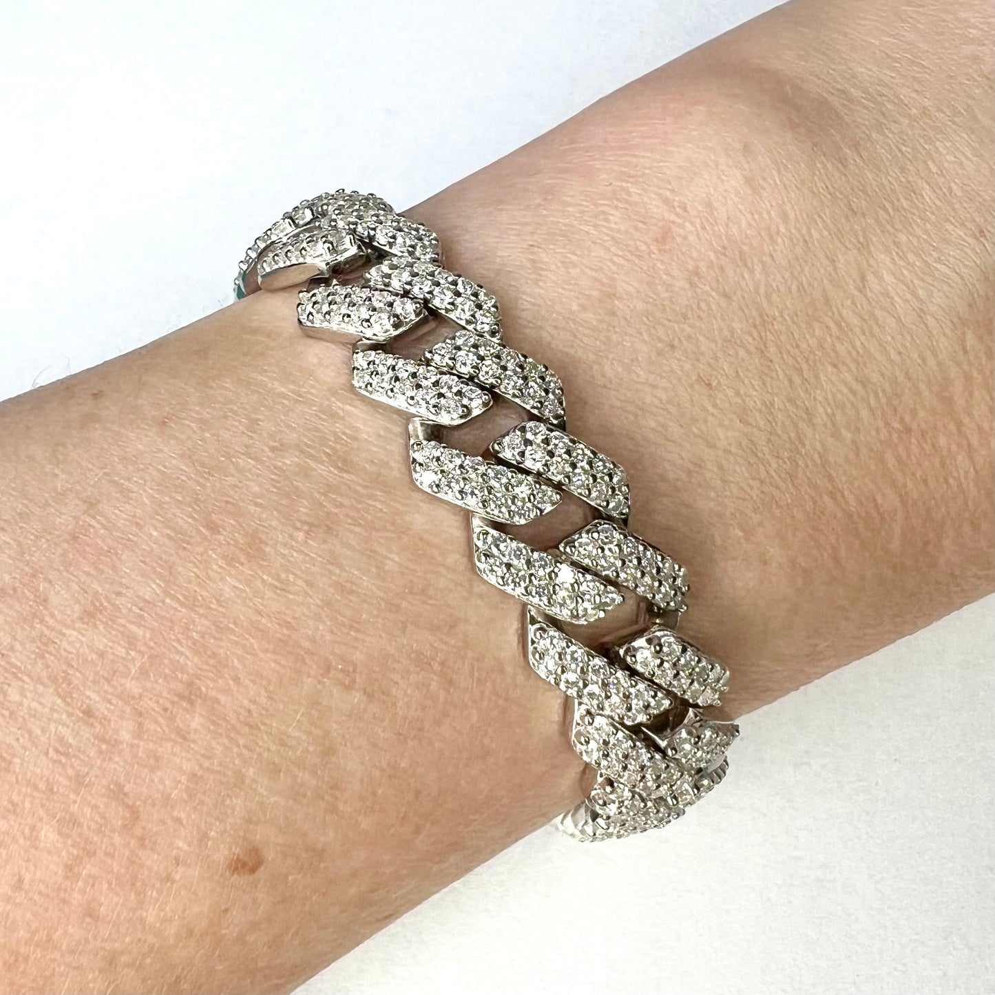 NEW 925 Sterling Silver Bracelet Cubic Zirconia Stones Size 7.75 inches