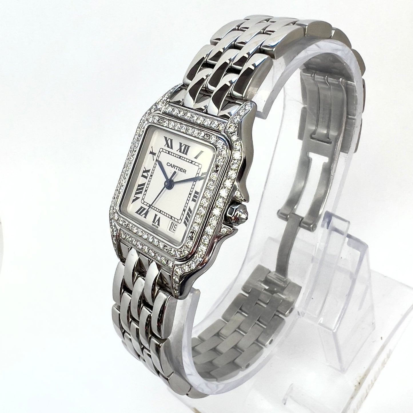 CARTIER PANTHERE Quartz 27mm Steel 1.27TCW Diamond Watch