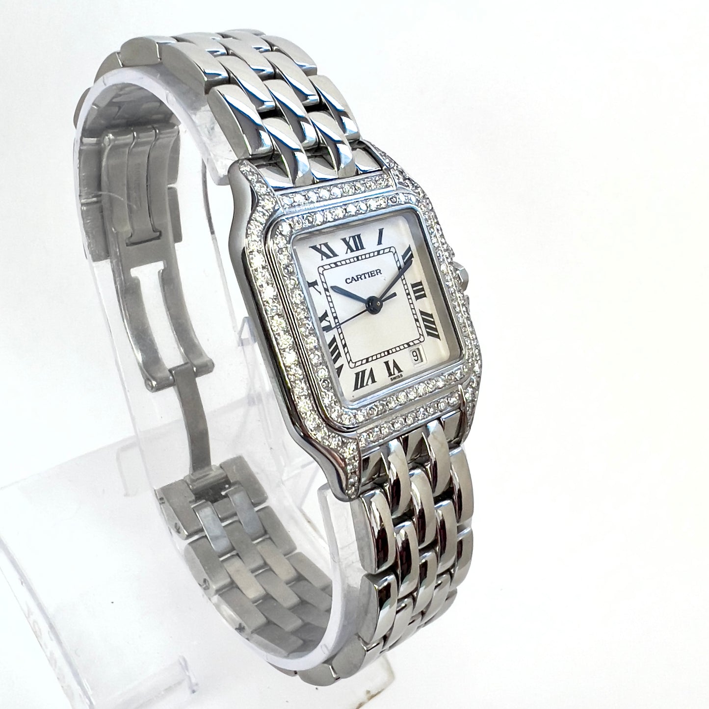 CARTIER PANTHERE Quartz 27mm Steel 1.27TCW Diamond Watch