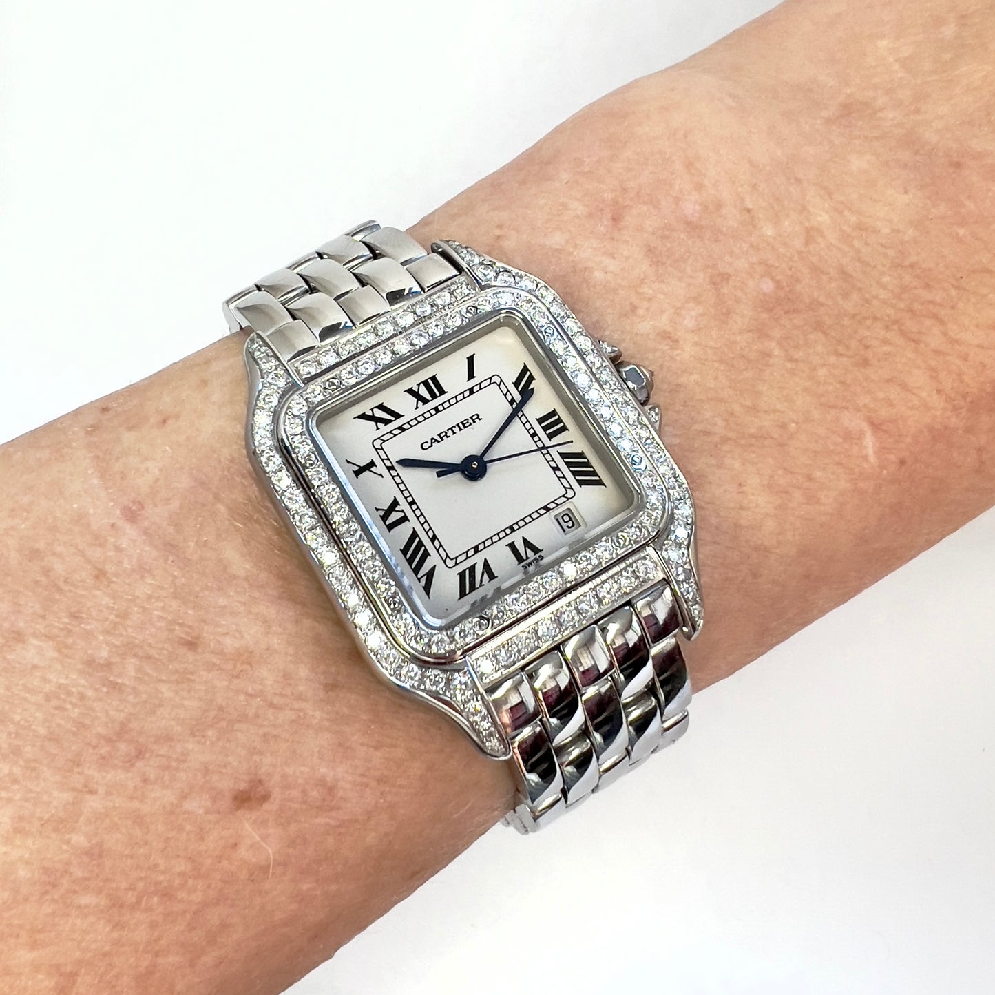 CARTIER PANTHERE Quartz 27mm Steel 1.27TCW Diamond Watch
