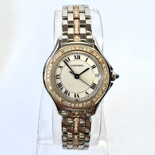 CARTIER PANTHERE COUGAR Quartz 27mm 1 Row Gold 0.97TCW Diamond Watch