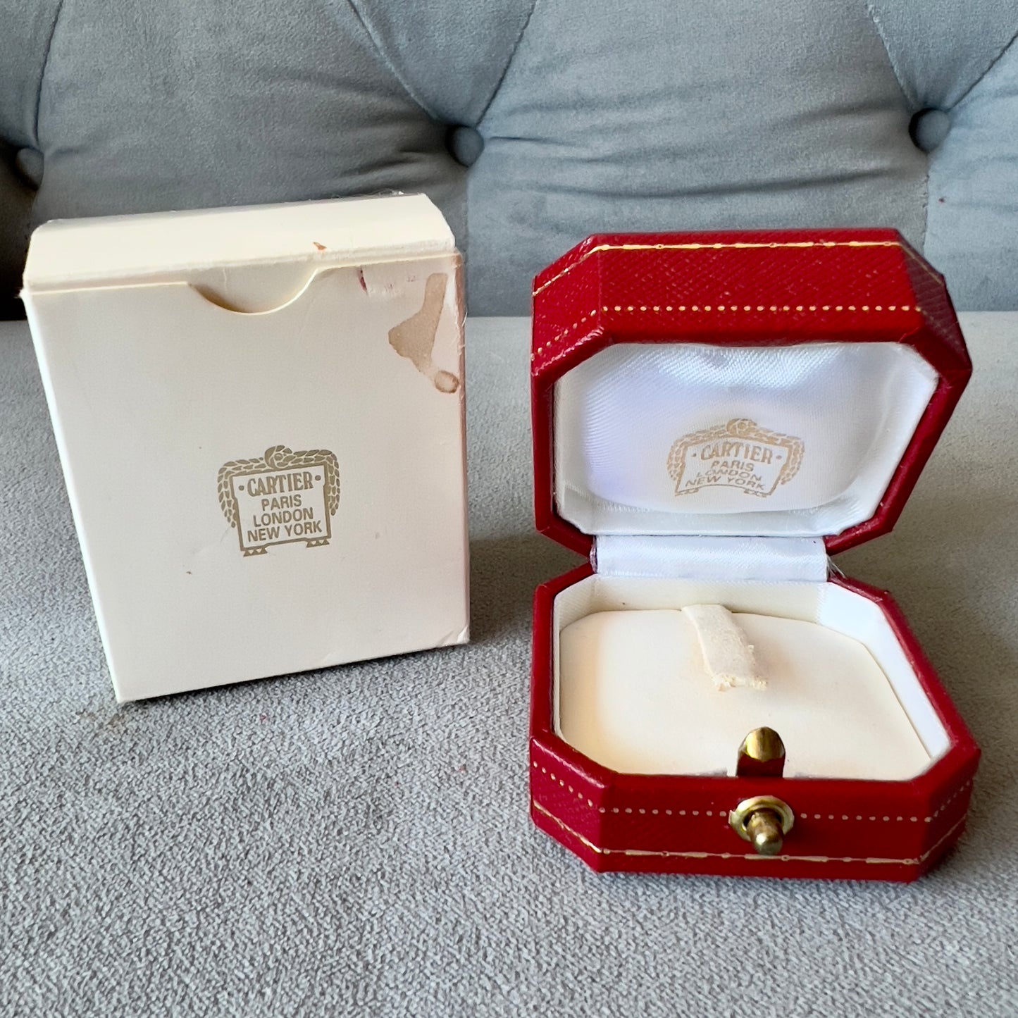 CARTIER Ring Box + Outer Box 2.60x2.10x1.30 inches