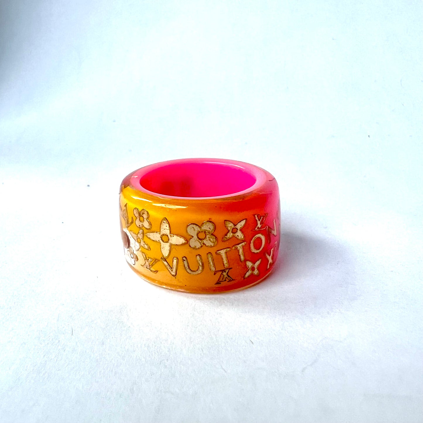 Louis Vuitton Plastic Ring with Gold Accents Size 7.75