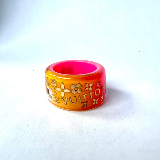 Louis Vuitton Plastic Ring with Gold Accents Size 7.75