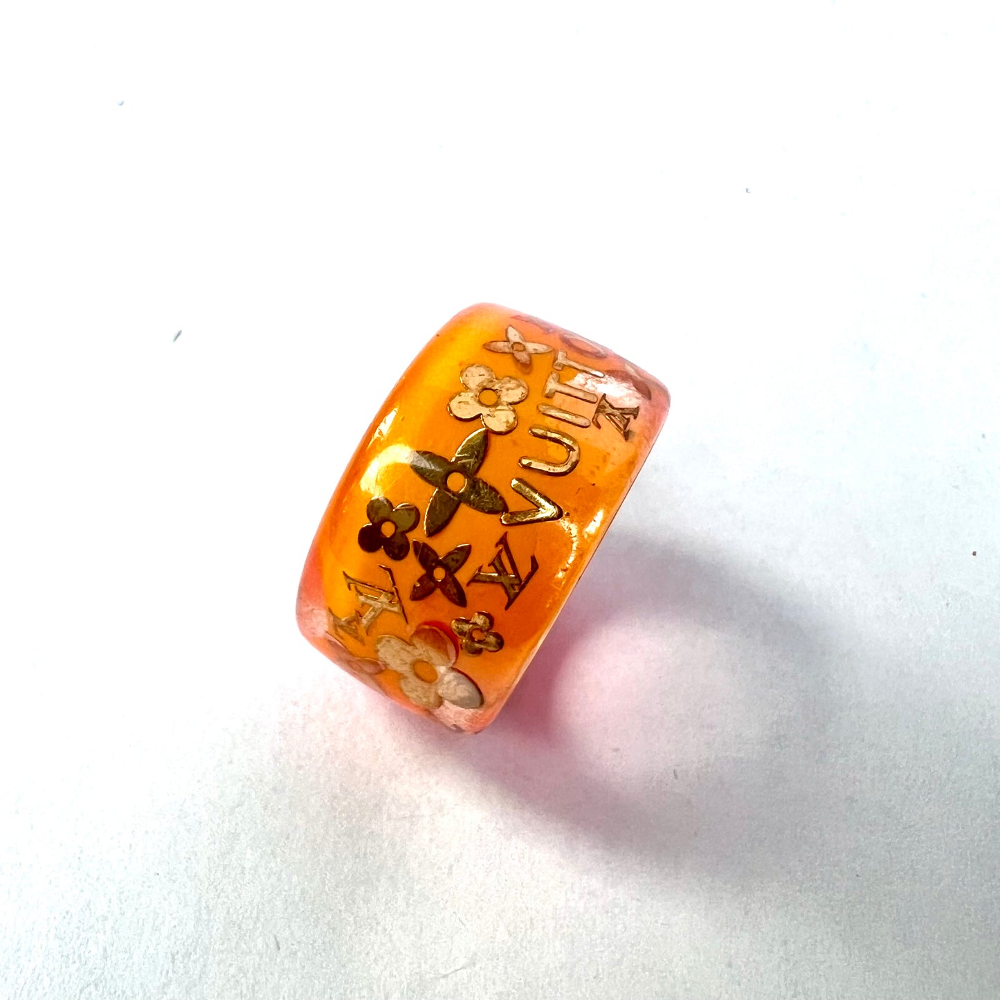 Louis Vuitton Plastic Ring with Gold Accents Size 7.75
