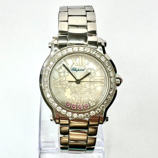CHOPARD HAPPY SPORT Quartz 30mm Steel Floating Pink Sapphires Watch