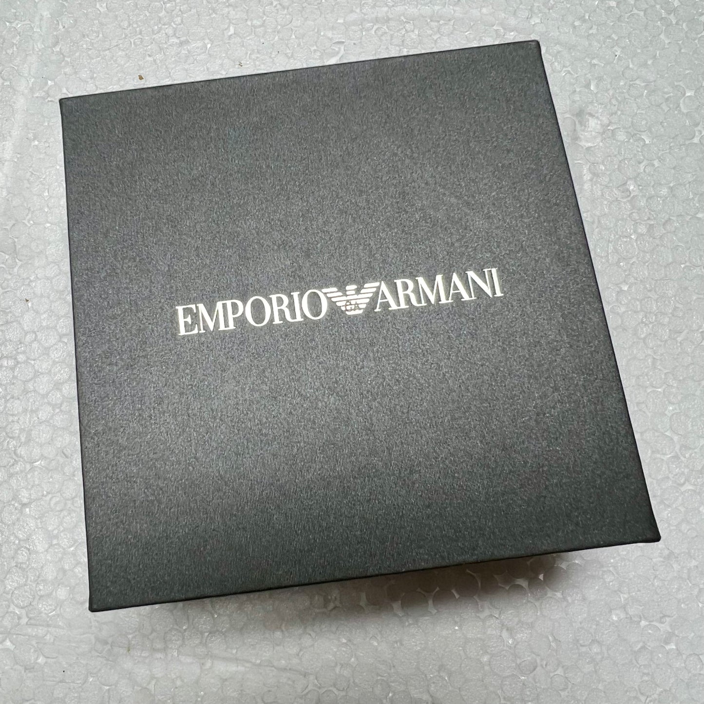 EMPORIO ARMANI Gray Box with Black Velvet Pouch 3.5x3.5x1.5 inches