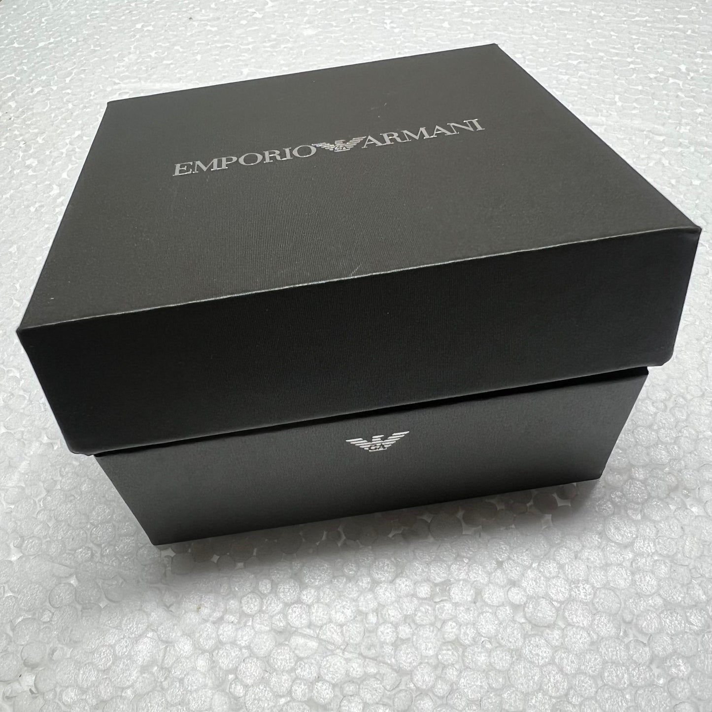 EMPORIO ARMANI Gray Box with Black Velvet Pouch 3.5x3.5x1.5 inches