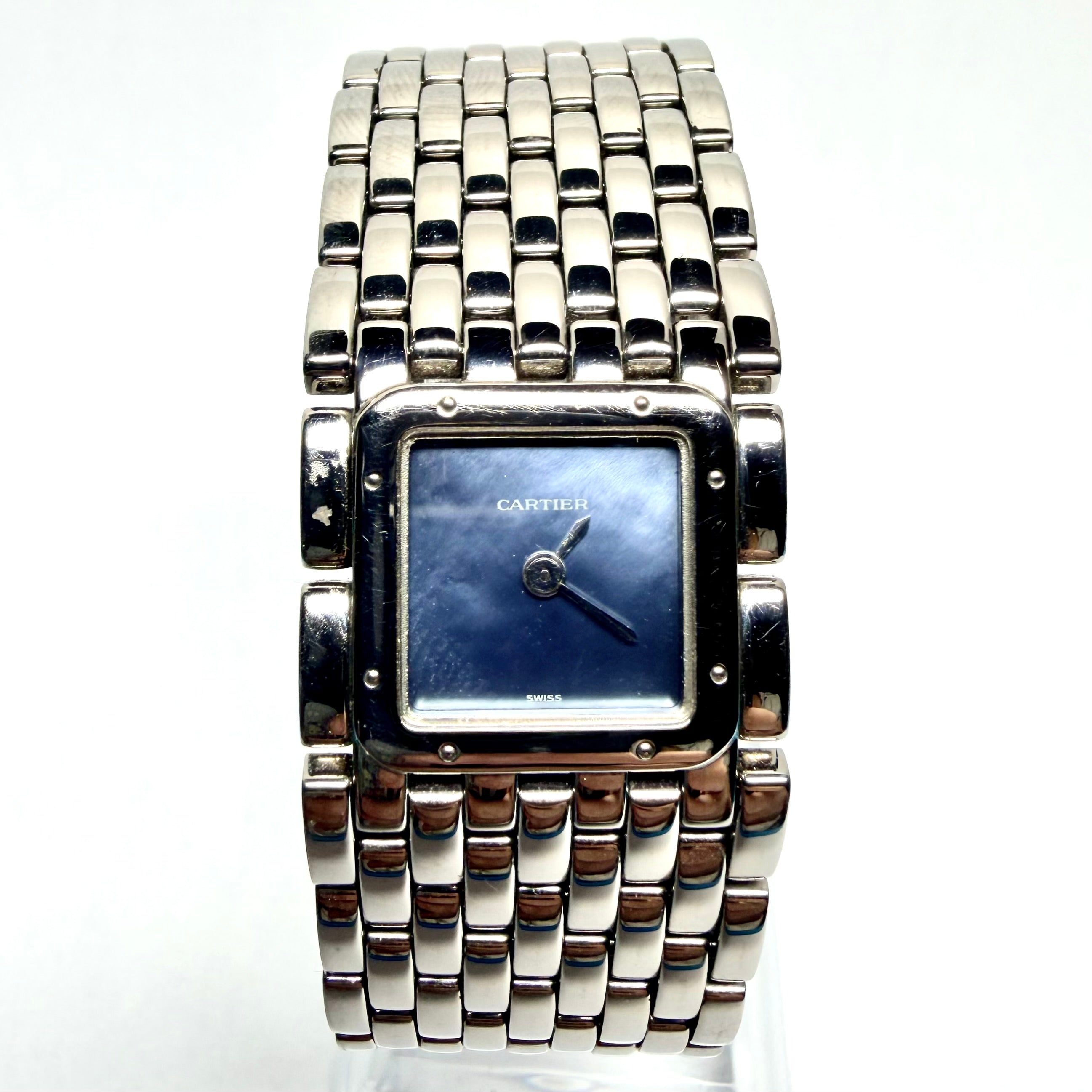 CARTIER Panthere RUBAN Quartz 21mm Steel Blue MOP Dial Watch