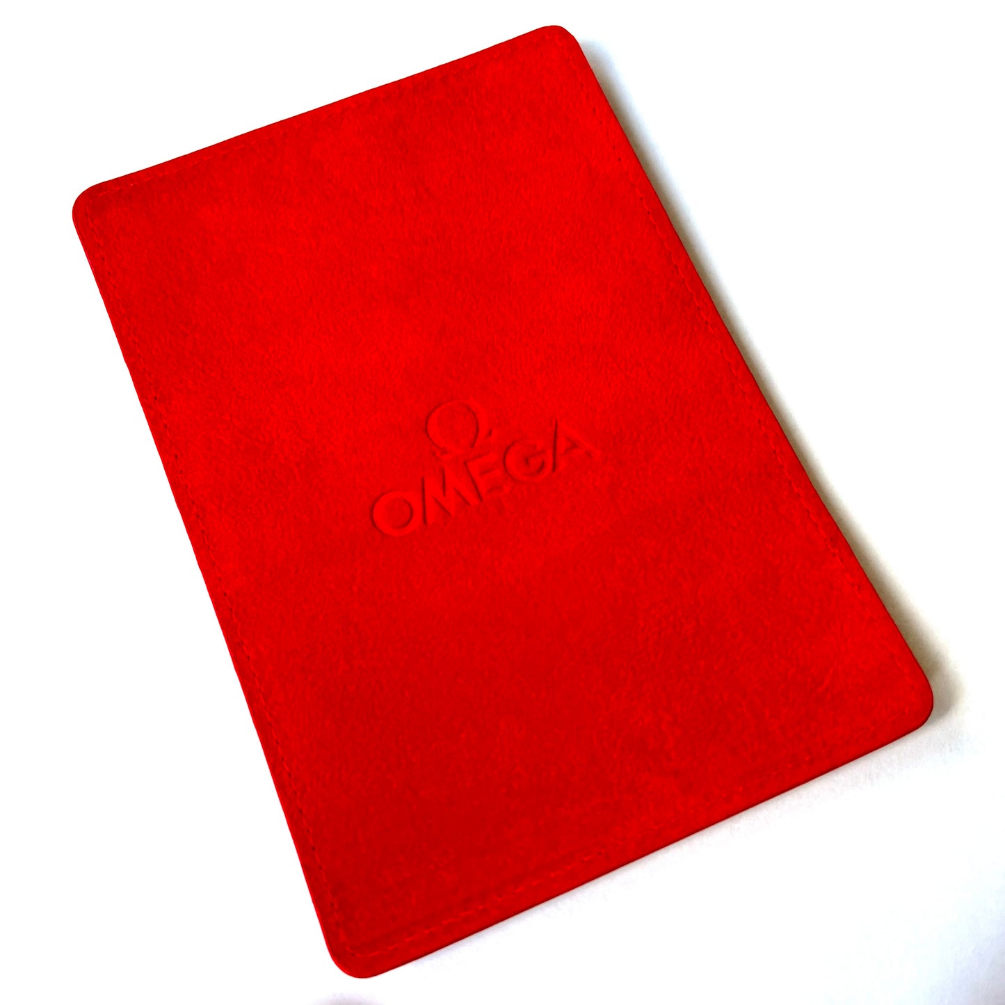 OMEGA Red Faux Suede Card Holder