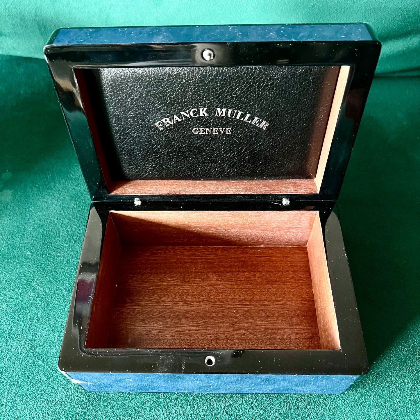 FRANCK MULLER Luminous Blue Wooden Box + Outer Box 7x5.3.5 inches