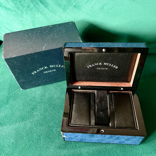 FRANCK MULLER Luminous Blue Wooden Box + Outer Box 7x5.3.5 inches