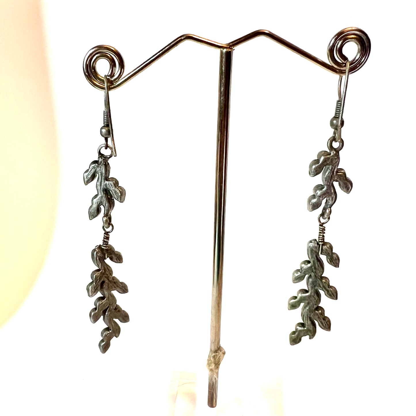 Pink crystal drop earrings in Silver Tone Setting