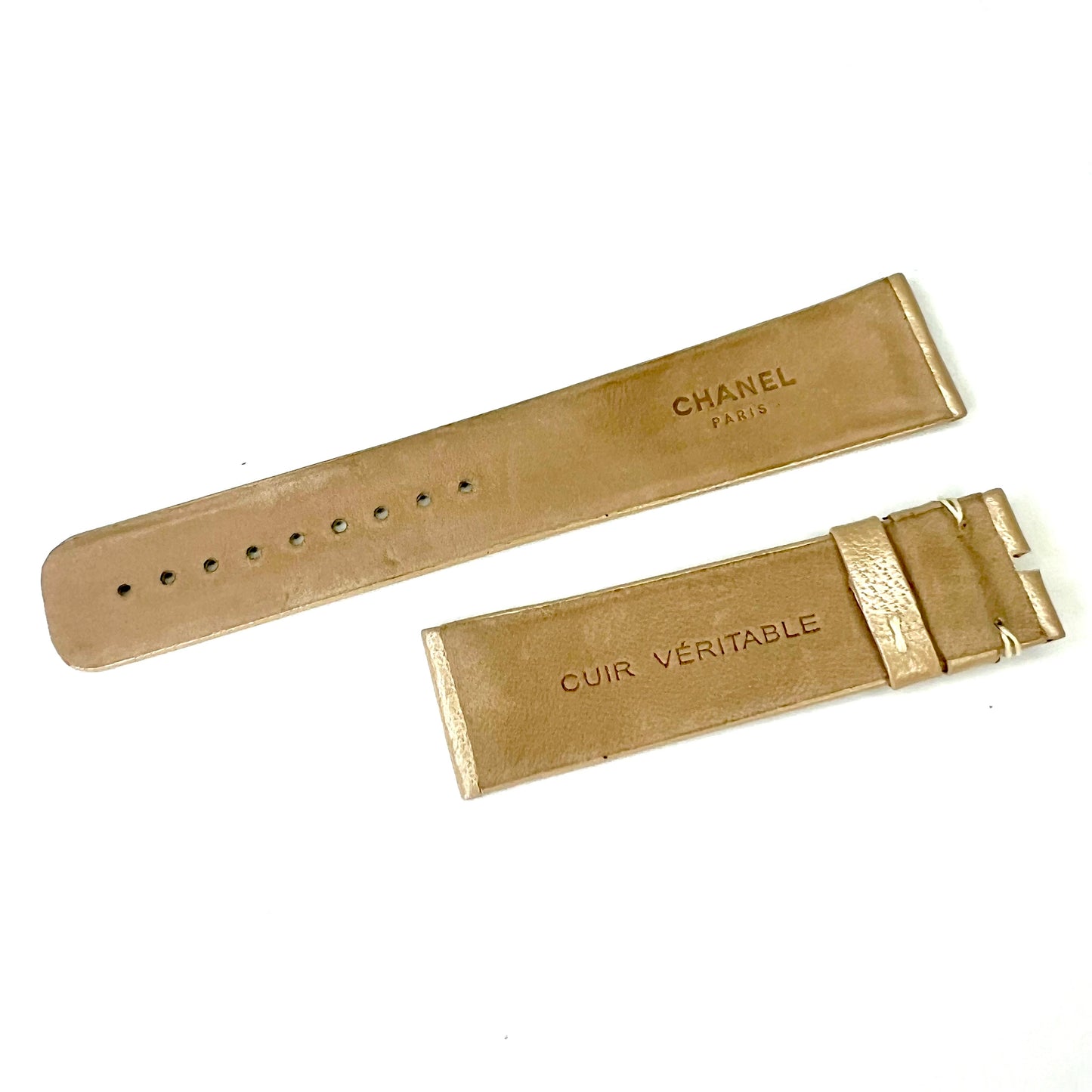 NEW Old Stock Authentic CHANEL 18/16mm Beige Leather Strap/Band 