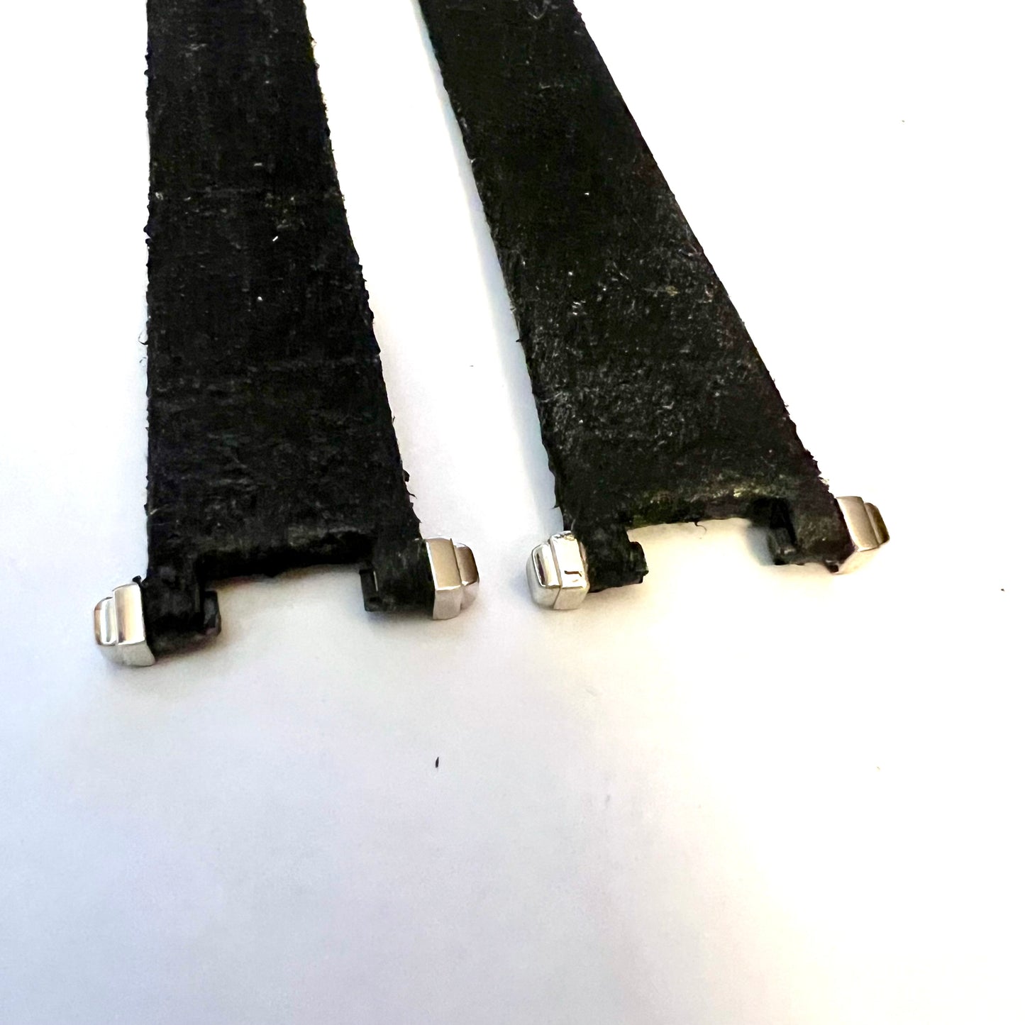 CARTIER PASHA 17/16mm Black Leather Band Strap with 18K White Gold Lugs Pieces