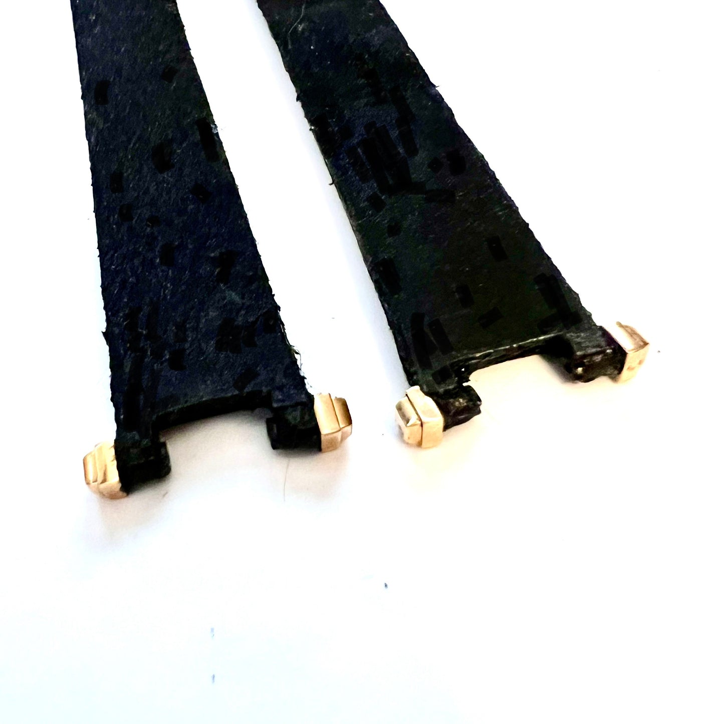 CARTIER PASHA 17/16mm Black Leather Band Strap with 18K Yellow Gold Lugs Pieces